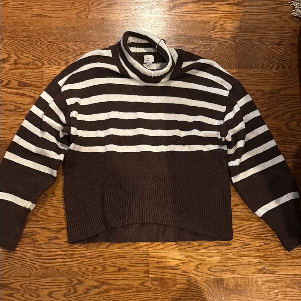 Striped Brown and White Women's Sweater